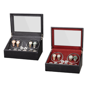 Caja negra Logotipo personalizado de alta calidad Luz LED azul 10 ranuras Caja enrolladora de reloj automática de cuero con ventana - Product Image 2