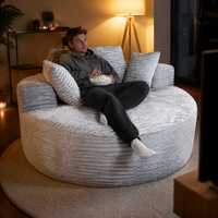 Canapé-lit rond moderne en velours côtelé avec coussins, mobilier multifonctionnel pour salon, chambre d'hôtel, appartement et salle de séjour