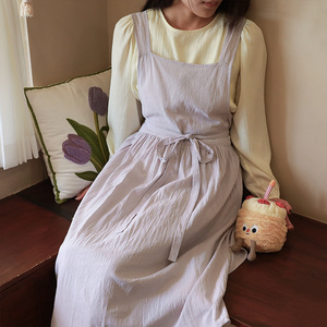 Women Reversible Bib Apron Solid Color Breathable Kitchen Home Work Daily Use - Product Image 2