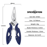 Pince à pêche multifonction portable en acier inoxydable, ciseaux à pêche avec déhameur, pince à anneaux séparateurs, coupe-ligne