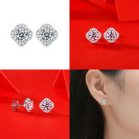 Anting Perak S925 CANNER 0.5 Karat Anting Moissanite Perhiasan Telinga Model Bunga Tren Fashion