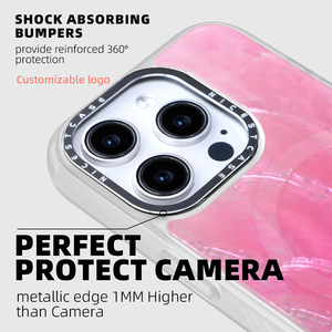 Coques de téléphone personnalisées en TPU transparent antichoc 3M, finition mate, magnétiques, rose nacré, pour iPhone 16 15 14 13 Pro Max - Product Image 5