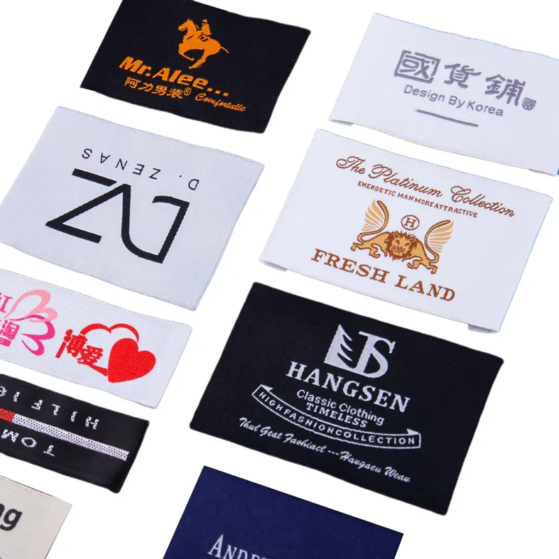 Produk baru label tas tren kustomisasi pabrik label pakaian anyaman cucian dijahit tren produsen