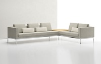 Canapé en cuir et tissu velours au design moderne pour hall d'hôtel, restaurant, bureau, ensemble de canapés en acier inoxydable personnalisé OEM