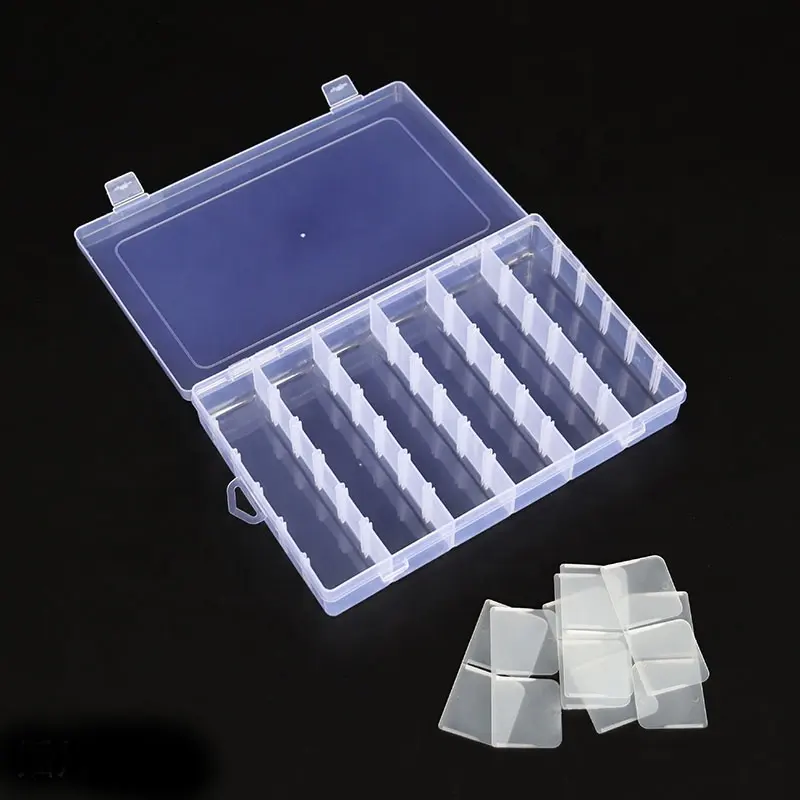 18 Grids Plastic Organizer Box Limpar Container Armazenamento com divisórias ajustáveis para Beads Artesanato Jóias Fishing Tackles