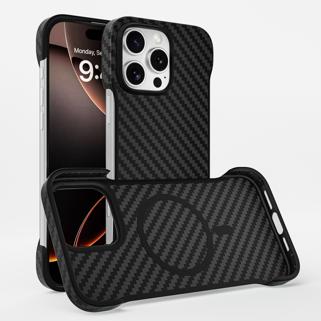 Case Anti Drop Mobile Phone Cover Airbag Corners Shadow Series Aramid Carbon Fiber Frameless Protective for iPhone 16 Pro Max