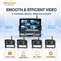 Système de caméra sans fil pour camion AlwayCare, écran 7 pouces, 4 canaux, écran partagé en quatre, 4 caméras, vision nocturne 720P, étanche, 100 m, bus