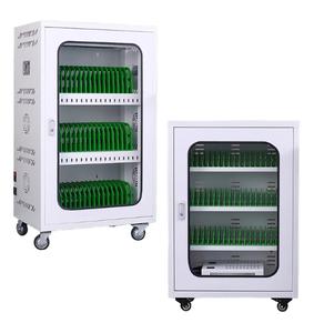 Armoire de charge pour tablettes et ordinateurs portables avec serrure électronique, ports USB, casier de rangement pour téléphones portables, construction métallique résistante à la rouille - Product Image 1
