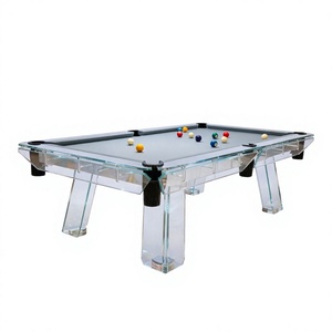 Table de billard de luxe unique en verre, collection Billiard au design classique, avec plateau en ardoise professionnel et verre cristallin, pour jeu de 9 boules - Product Image 4