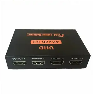 Full HD 4K x 2K HDTV 1 in 4 out Splitter HDTV 1x4 Splitter avec adaptateur secteur Duplicate/Mirror Screen Support 2160P 3D Audio