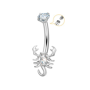 Toptan ASTM F136 G23 titanyum göbek Piercing takı dahili dişli kelebek çiçek vücut göbek düğme Piercing takı - Product Image 5