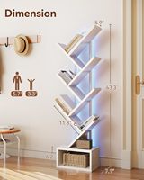 Étagère moderne à 6 niveaux en panneaux de particules, design arbre, pour petits espaces, avec éclairage LED, finition blanche, pour le rangement du salon et de la chambre