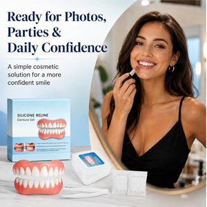 Prothèses dentaires pour hommes et femmes, fausses dents moulées avec couvercles supérieurs et inférieurs, teinte naturelle, fausses dents et facettes - Product Image 4