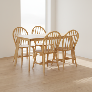 Ensemble de salle à manger Nala, ensemble de salle à manger en teck massif mettant en valeur la durabilité, la beauté naturelle et une ambiance de salle à manger classique - Product Image 1