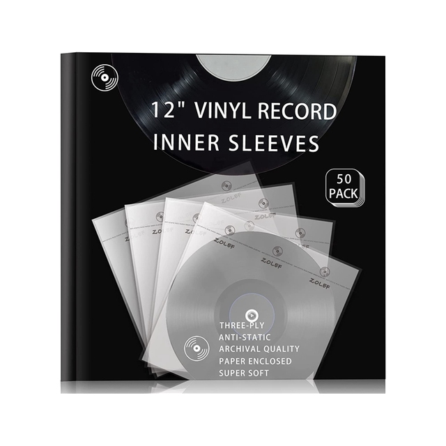 50 Pack Eco Friendly 12" Vinyl Record Sleeves Inner Anti Static Archival LP Inner Sleeve with Rice Paper