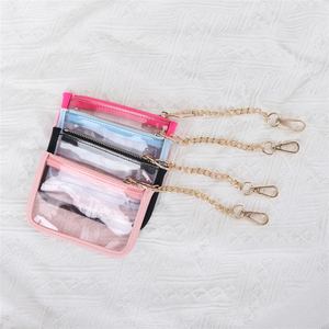 Porte-clés transparent en PVC de couleur bonbon personnalisé de haute qualité avec quincaillerie dorée Keymay, porte-monnaie transparent imperméable pour fille - Product Image 4