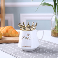 Nordic Creative Crown Cup Mobile Holder Tasse en céramique légère de luxe pour café lait thé pour cadeaux