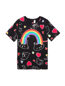 T-shirt con motivo cuore arcobaleno LGBT Pride, t-shirt da donna a maniche corte con scollo rotondo, graziosa maglietta in jersey di cotone stampato, abbigliamento primaverile ed estivo - Product Image 1