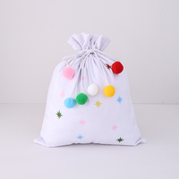 Weihnachtsgeschenk-Sack Rot-Weiß Samt Kordelzug Pompon Weihnachtsmann-Sack Große Geschenktasche Sternenmuster für Feiertagsgeschenke