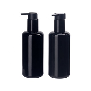 Flaconi in Vetro Nero <span class=keywords><strong>200</strong></span> <span class=keywords><strong>ml</strong></span> con Pompa Lozione, Bottiglia Vuota in Vetro per Cosmetici con Pompa a Molla Esterna da 24 mm per Shampoo - Product Image 1