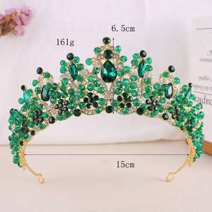 Gemstones Wedding <strong>Tiara</strong> Luxurious <strong>Royal</strong> <strong>Blue</strong> Red Enamel Green Queen Champion Bridal Crown <strong>Tiara</strong> - Product Image 2