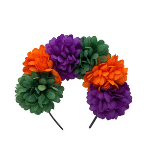 Diadema de Flores de Tela Estilo Boho, Guirnalda para el Cabello, Decoración para Fiestas y Festivales, Carnaval Mexicano, Halloween, Accesorio para el Cabello para Mujeres - Product Image 3