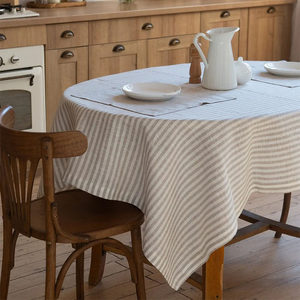<span class=keywords><strong>Nappe</strong></span> en <span class=keywords><strong>lin</strong></span> pur <span class=keywords><strong>lavé</strong></span> à la française, ensemble de serviettes à rayures teintes en fil de 1 cm, tissu textile d'ameublement artistique, taille personnalisée disponible, directement de l'usine - Product Image 3