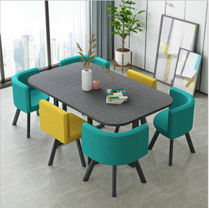 Ensemble de Table à <span class=keywords><strong>manger</strong></span> et <span class=keywords><strong>chaise</strong></span> en marbre, <span class=keywords><strong>salle</strong></span> à <span class=keywords><strong>manger</strong></span> moderne de style nordique, en tissu permettant de gagner de l'espace, vente en gros, 2022 - Product Image 2