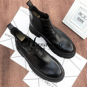 Leather Chelsea boots <b>for</b> <b>men</b> - short boots that are versatile and trendy. Thick-soled, <b>elevated</b> boots made of genuine leather - Product Image 6