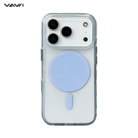 Coque de téléphone rigide transparente VAWI B563 en PC pour iPhone 17 18 Pro 17 18 Pro Max avec anneau magnétique 2400Gs et boutons colorés