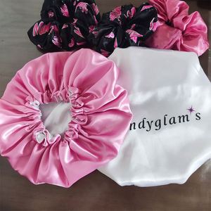 Custom Logo Soft Satin Silk Sleeping Cap Double Sided Bonnet Reversible Designers Bonnets for Adult or Kids - Product Image 3