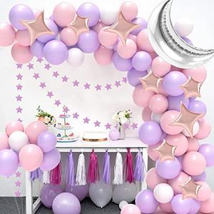 Moon Star Balloon Pink Balloon Birthday Party Decoration Arch <span class=keywords><strong>Set</strong></span> Purple girl's Birthday Wedding Baby Shower Party Decoration - Product Image 6