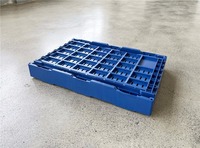 Caisse pliante en plastique recyclable robuste bleue, empilable, panier de manutention en maille solide, stockage logistique