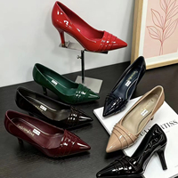 Escarpins à bout pointu en similicuir pour femme, talons aiguilles, chaussures habillées de bureau et quotidiennes