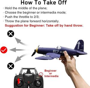 Rc <b>Airplane</b> F4u 2.4Ghz 4Ch <b>Remote</b> Plane Ready to Fly With Gyro Radio <b>Control</b> Toys for Beginner - Product Image 4