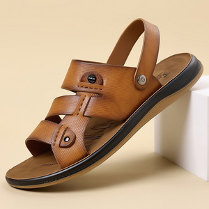 Sandales pour hommes, semelle en caoutchouc antidérapante, talon de 1 à 3 cm, chaussures décontractées d'été pour l'extérieur - Product Image 1