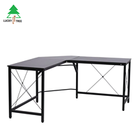 Meuble de maison, bureau d'ordinateur en forme de L avec pieds en métal, table d'étude pour étudiants