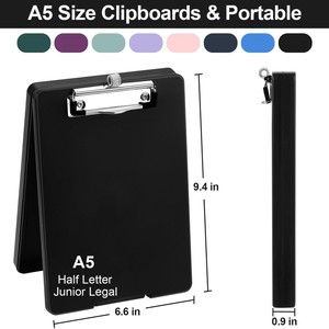 Petit porte-documents avec rangement, format A5, clip discret, porte-documents en plastique avec porte-stylo pour la salle de classe - Product Image 2