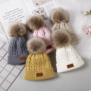 2026 Hot Sale Custom Unisex Winter Warm Soft Acrylic <b>Pom</b> <b>Pom</b> Thick Knit Beanie Image Style Autumn Cuff Adjustable - Product Image 2