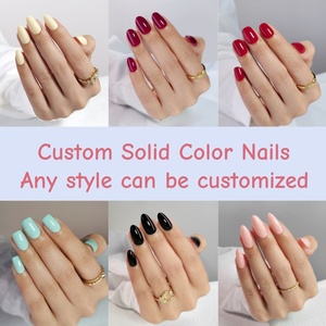 Faux ongles à presser personnalisés, forme ballerine, cercueil moyen, carré, French manucure, en acrylique et gel souple, marque privée - Product Image 4