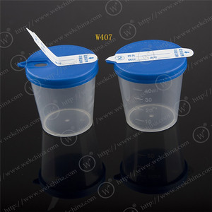 Vaso desechable de 40 ml para muestreo de orina con etiqueta y tapa a presión manual para uso médico - Product Image 1