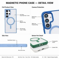 Étui magnétique pour Samsung Galaxy S26 S25 S24 S23 S22 Ultra, coque transparente en acrylique, pare-chocs en TPU, boîte de charge sans fil A37 57