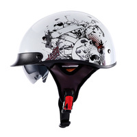 Casque de moto demi-face personnalisé en gros, coque ABS, visière solaire intégrée, 20 motifs graphiques, casque ouvert d'été