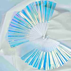 New Arrival 23 cm Rave Clack Hand Fan Carved Folding Shade PVC for Halloween Occasions - Product Image 5