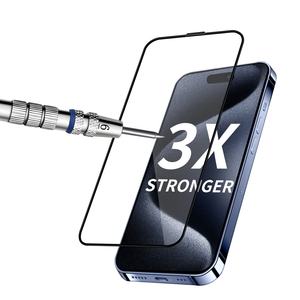 Protection d'écran OEM personnalisée double résistance 9H 2.5D transparente pour iPhone 16 17 Pro Max, verre trempé 3X plus résistant anti-rayures - Product Image 1