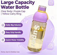 Botol Air Kaca Borosilikat Modern Kapasitas Besar, Mug Perjalanan Custom dengan Tutup Ulir Anti Bocor, Desain Cetak Huruf