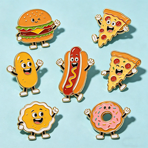 Épinglette en émail dur OEM ODM Premium motif Hotdog Guy de dessin animé, signe de la paix, badge personnalisé en alliage émaillé pour collection ou cadeau - Product Image 3