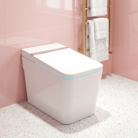 WC intelligent électrique moderne allongé avec télécommande, siège chauffant, bidet automatique noir, siphon en S, en céramique