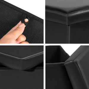 <span class=keywords><strong>Banc</strong></span> de rangement pliable en cuir noir de 38 cm (15 pouces) 2024, <span class=keywords><strong>coffre</strong></span> de rangement, repose-pieds - Product Image 5