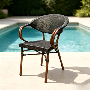 Nordic Rope Rattan aluminum Waterproof Dinning <b>Chair</b> Patio Restaurant Aluminium <b>Stackable</b> Outdoor <b>Dining</b> <b>Chair</b> for Garden hotel - Product Image 4